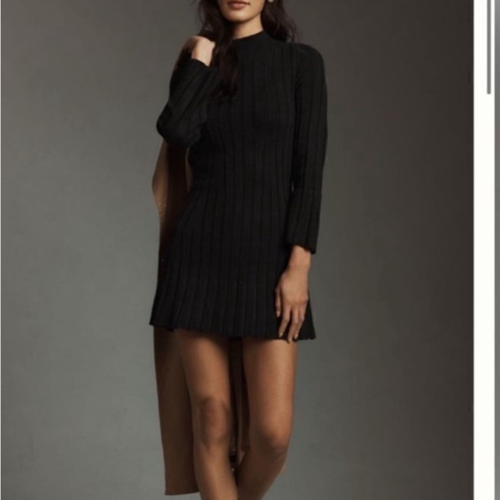 Anthropologie Black Long Sleeve Dress